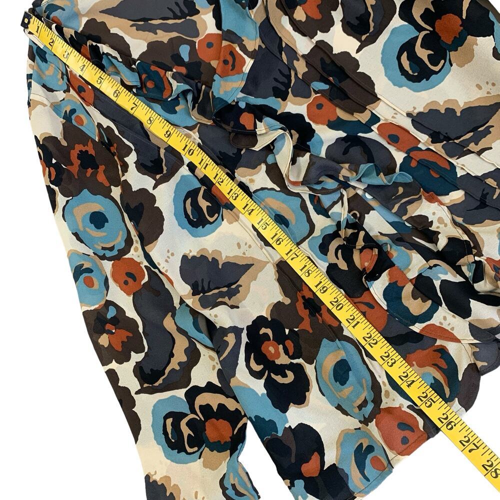 i.e. 100% Silk Floral Ruffled Long Sleeve Chiffon Tops Blouse Size L Multicolor - Picture 15 of 16